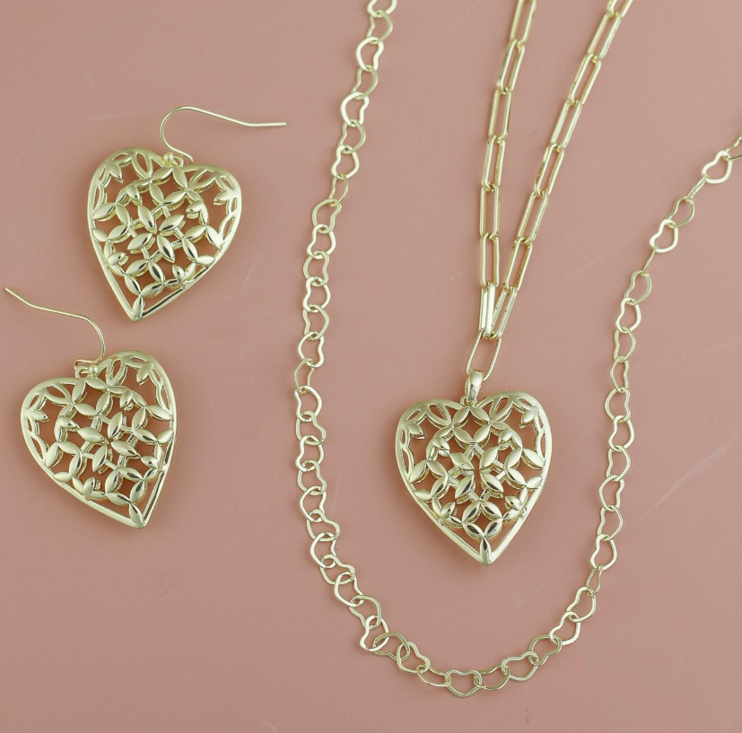 Natalie Wood Design Adorned Heart Pendant Necklace in Gold  - The Attic Boutique