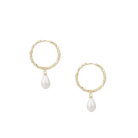 Natalie Wood Design Adorned Pearl Drop Huggie Earrings in Gold  - The Attic Boutique