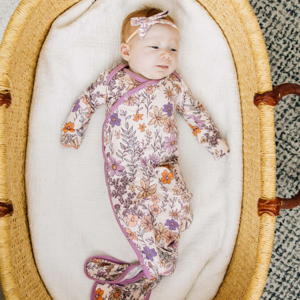 Copper Pearl Flora Newborn Knotted Gown  - The Attic Boutique