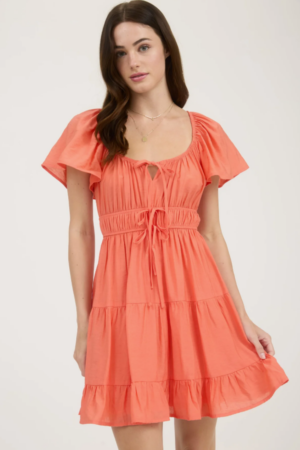 Blu Pepper Coral Mini Dress  - The Attic Boutique