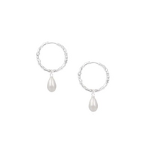 Natalie Wood Design Adorned Pearl Drop Huggie Earrings in Silver  - The Attic Boutique
