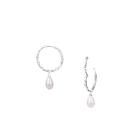 Natalie Wood Design Adorned Pearl Drop Huggie Earrings in Silver  - The Attic Boutique