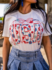 The Attic Boutique USA Bow Vintage Tee  - The Attic Boutique