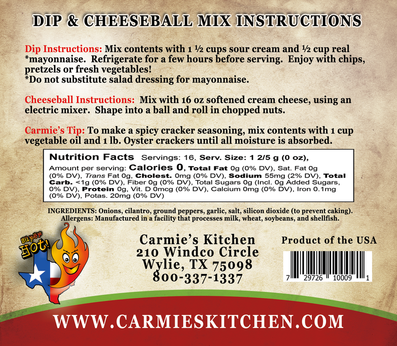 Carmie's Kitchen Texas Wildfire Dip Mix  - The Attic Boutique