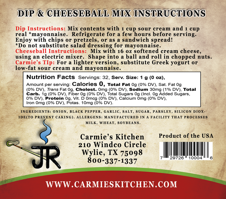 Carmie's Kitchen JR's Ranch Dip mix  - The Attic Boutique