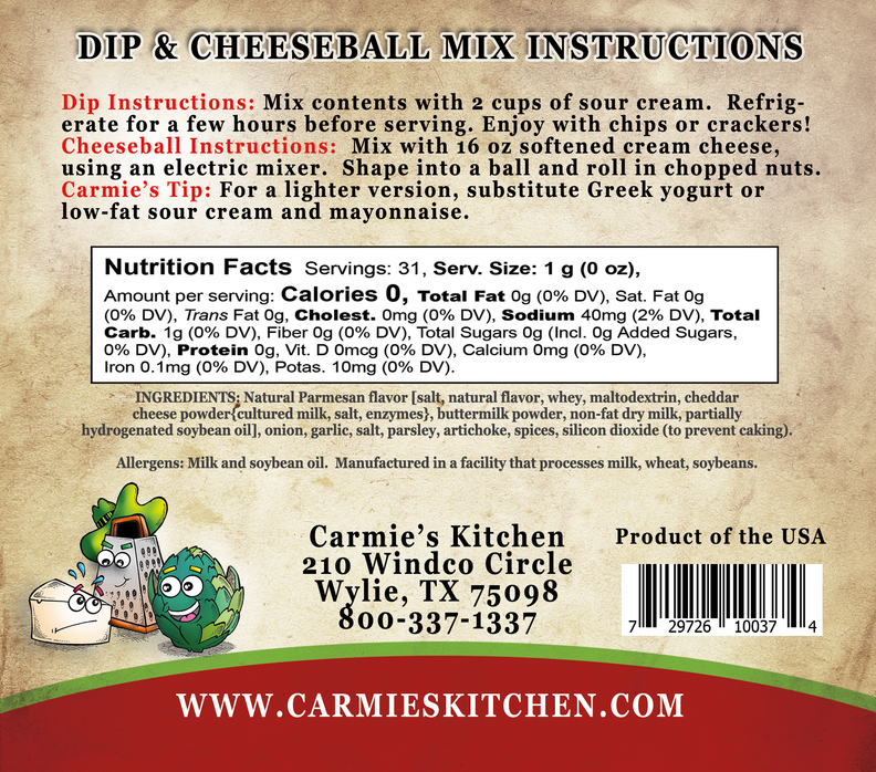 Carmie's Kitchen Artichoke Parmesan Dip Mix  - The Attic Boutique