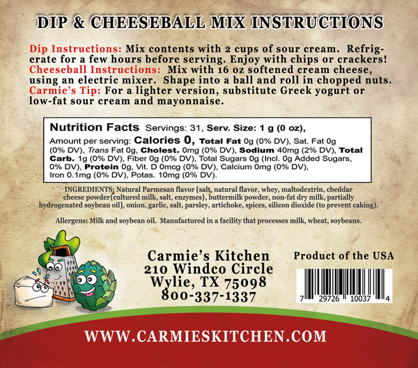 Carmie's Kitchen Artichoke Parmesan Dip Mix  - The Attic Boutique