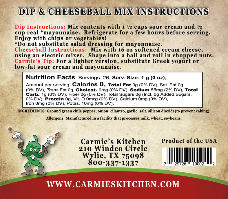 Carmie's Kitchen Green Chile & Cilantro Dip Mix  - The Attic Boutique