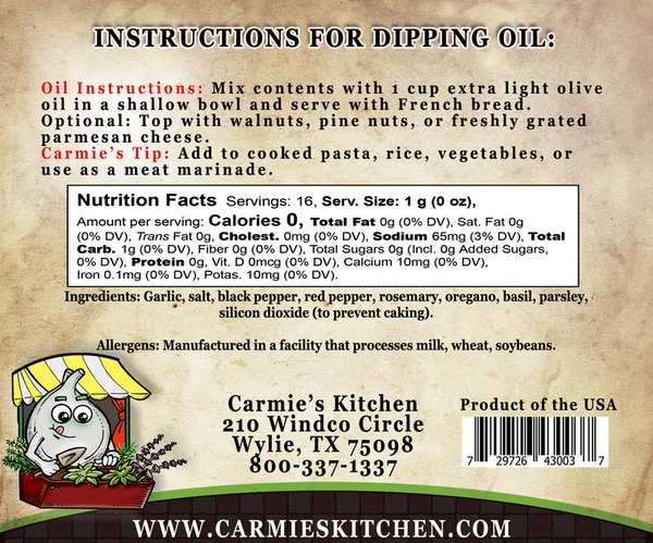 Carmie's Kitchen Italian Herb Bread Dipping Oil Mix  - The Attic Boutique