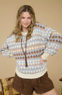 Blu Pepper Cream Multi Sweater  - The Attic Boutique