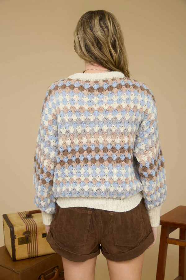 Blu Pepper Cream Multi Sweater  - The Attic Boutique