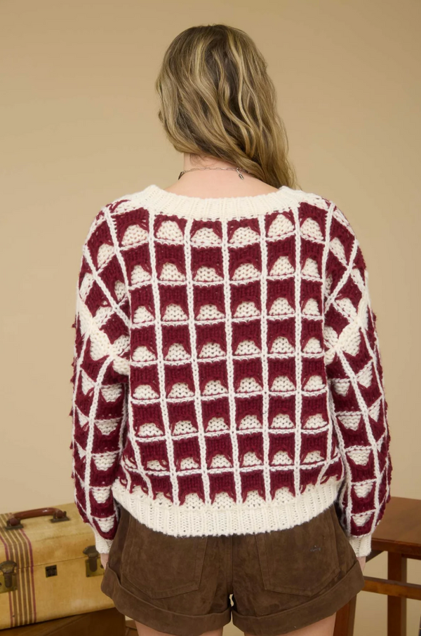 Blu Pepper Miller Burgundy Sweater  - The Attic Boutique