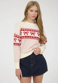 Blu Pepper Bow & Heart Sweater  - The Attic Boutique