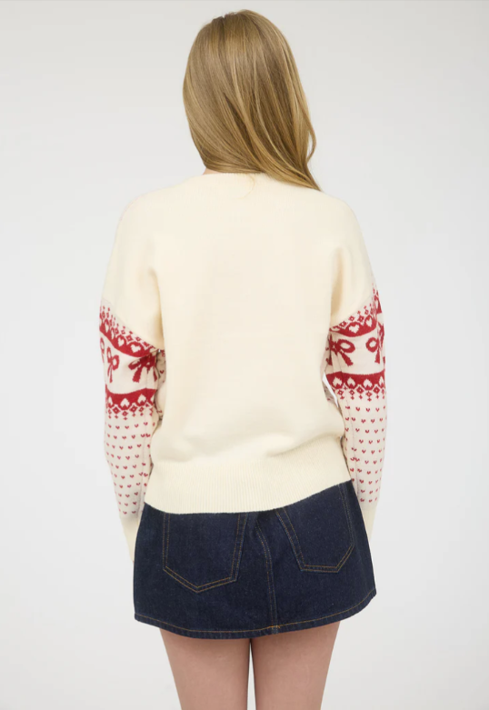 Blu Pepper Bow & Heart Sweater  - The Attic Boutique
