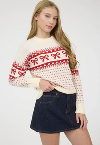 Blu Pepper Bow & Heart Sweater  - The Attic Boutique