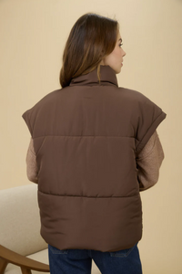 Blu Pepper Brown Puffer Vest  - The Attic Boutique