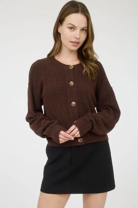Blu Pepper Dark Brown Cardigan  - The Attic Boutique