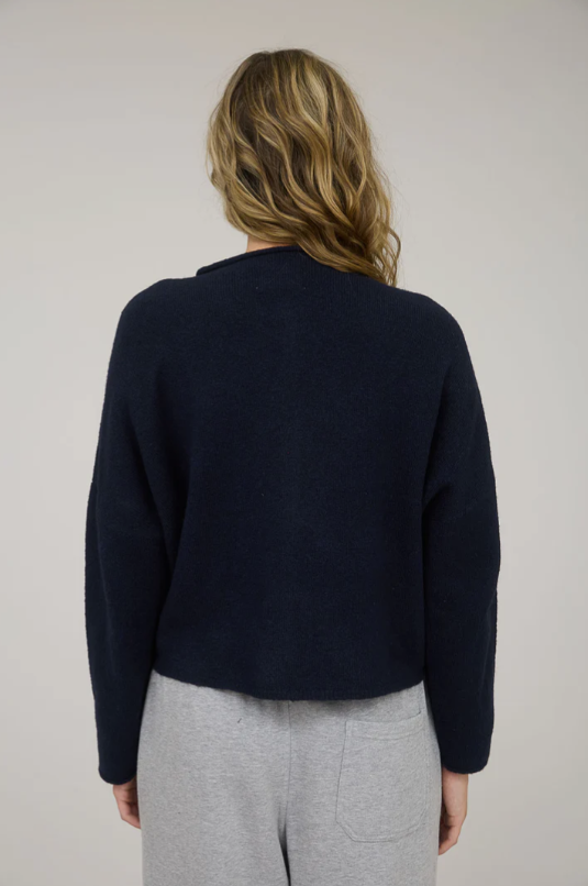 Blu Pepper Navy Knit Cardigan  - The Attic Boutique