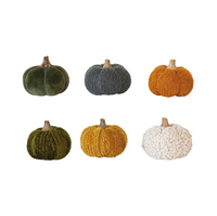 The Attic Boutique Cotton Blend Bouclé/Velvet Pumpkin w/ Wood Stem | Large  - The Attic Boutique