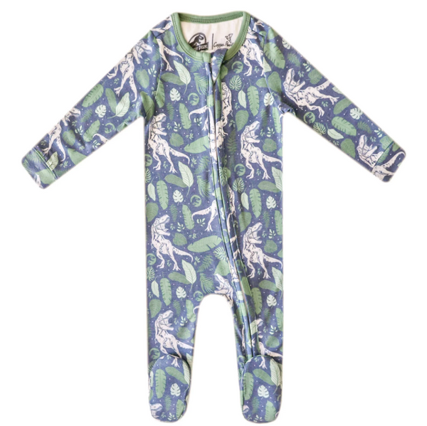 Copper Pearl Jurassic Park Zip-Up Footie  - The Attic Boutique