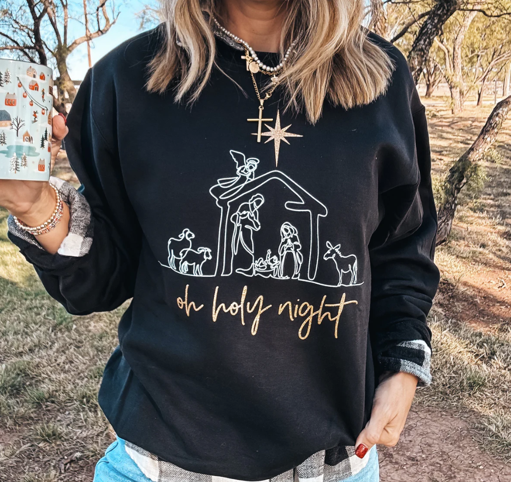 Prickley Pear TX Oh Holy Night Sweatshirt  - The Attic Boutique