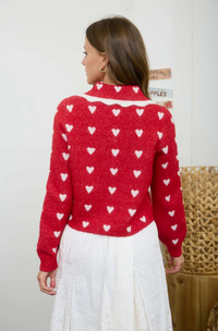 Blu Pepper Red Heart Cardigan  - The Attic Boutique