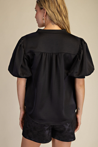 The Attic Boutique Stevie Black Satin Top  - The Attic Boutique