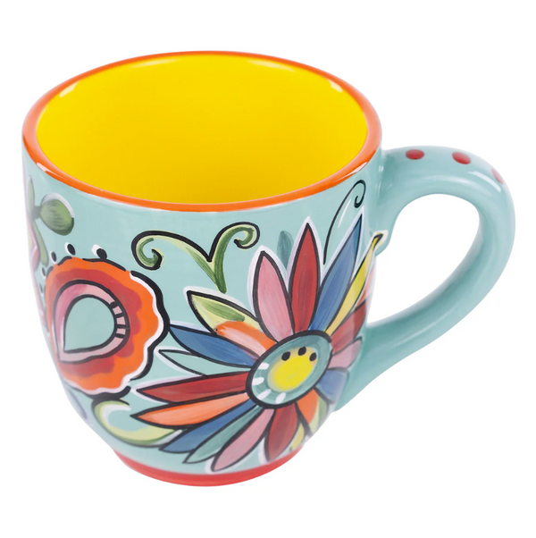 Glory Haus Bright Turquoise Flower Mug  - The Attic Boutique