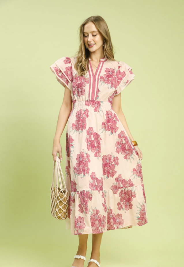 The Attic Boutique Evie Pink Floral Dress  - The Attic Boutique