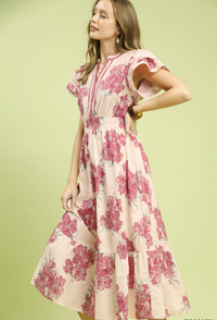 The Attic Boutique Evie Pink Floral Dress  - The Attic Boutique