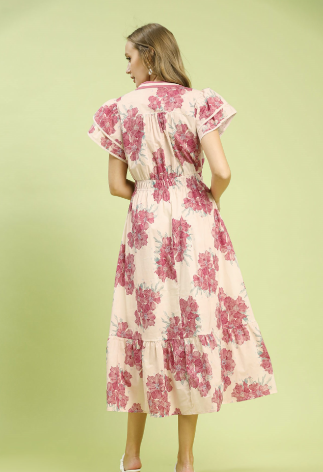 The Attic Boutique Evie Pink Floral Dress  - The Attic Boutique
