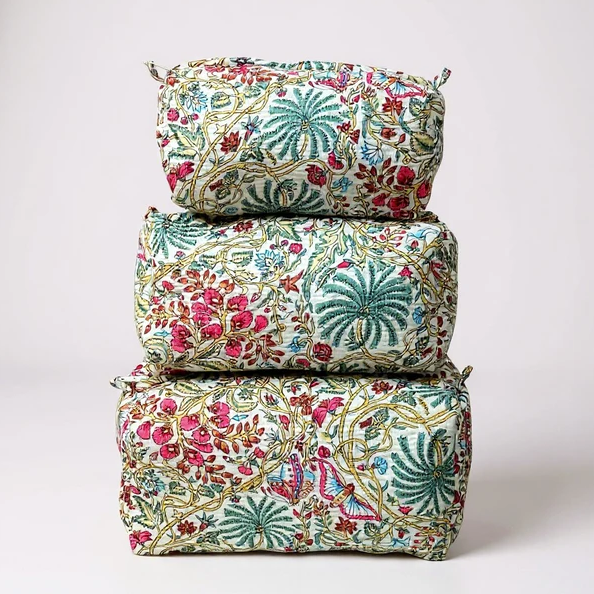 The Attic Boutique White Floral Toiletry Bags  - The Attic Boutique