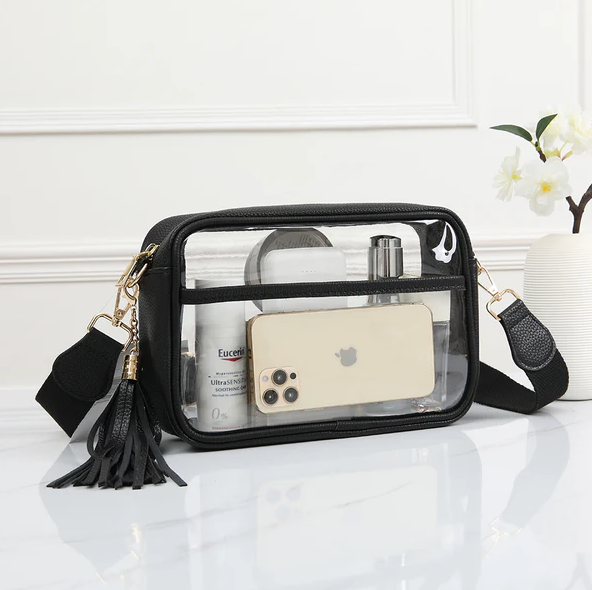 The Attic Boutique Black Rectangle Clear Bag  - The Attic Boutique