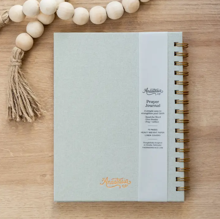 The Anastasia Co Prayer Journal Green Linen  - The Attic Boutique
