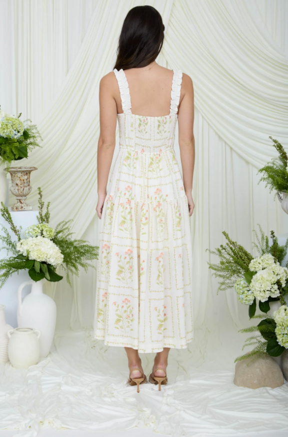 The Attic Boutique Floral Drop Waist Midi Dress Apparel & Accessories - The Attic Boutique