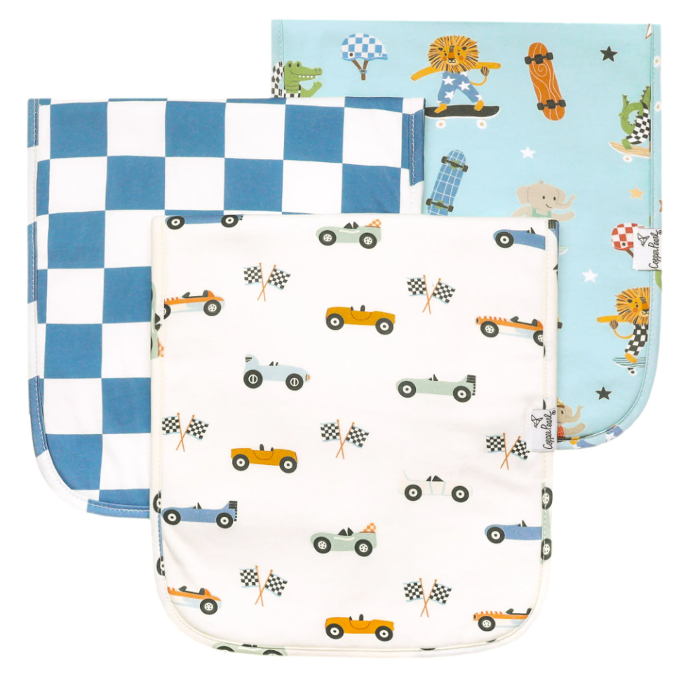 Copper Pearl Speedster Burp Cloth Set  - The Attic Boutique