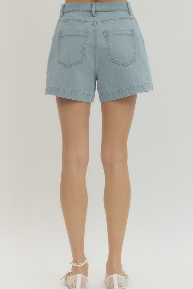 Entro Sky Light Blue Shorts  - The Attic Boutique