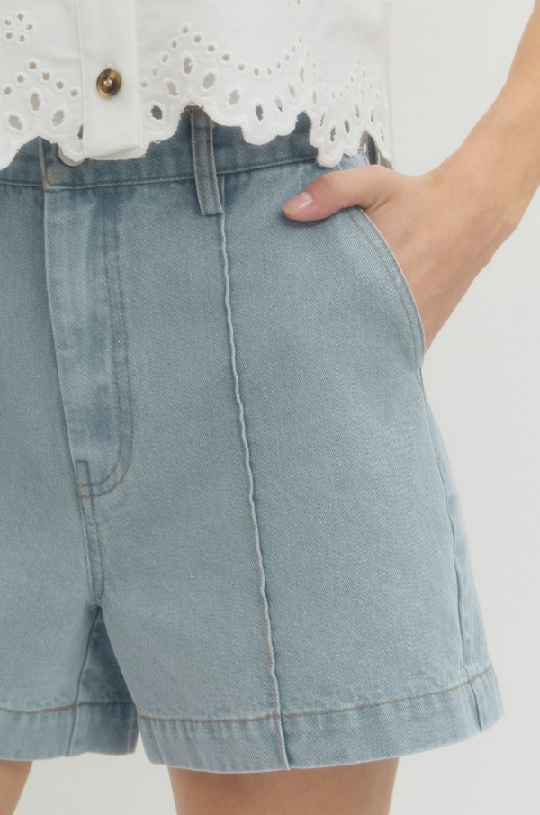 Entro Sky Light Blue Shorts  - The Attic Boutique