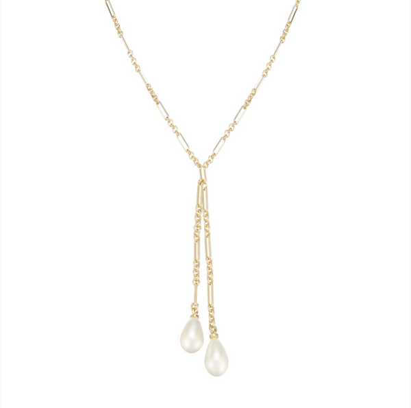 Natalie Wood Design Adorned Pearl Lariat Necklace in Gold  - The Attic Boutique