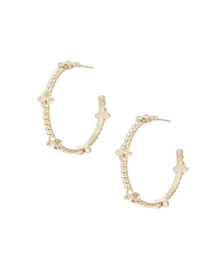 Natalie Wood Design Beaded Cross Hoop Earrings in Gold  - The Attic Boutique