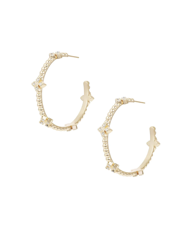 Natalie Wood Design Beaded Cross Hoop Earrings in Gold  - The Attic Boutique