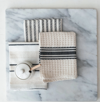 CCOI Woven Cotton Slub/Waffle Weave/Printed Tea Towel w/ Stripes Kitchen Textiles - The Attic Boutique