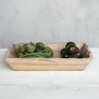 CCOI Mango Wood Tray w/ Scalloped Edge, Natural Serveware - The Attic Boutique