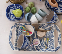 CCOI Hand-Painted Stoneware Tray with Botanical Pattern & Handles Serveware - The Attic Boutique