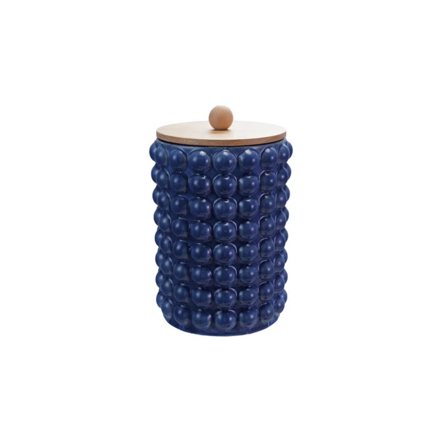 CCOI Stoneware Canister with Raised Dots & Wood Lid  - The Attic Boutique