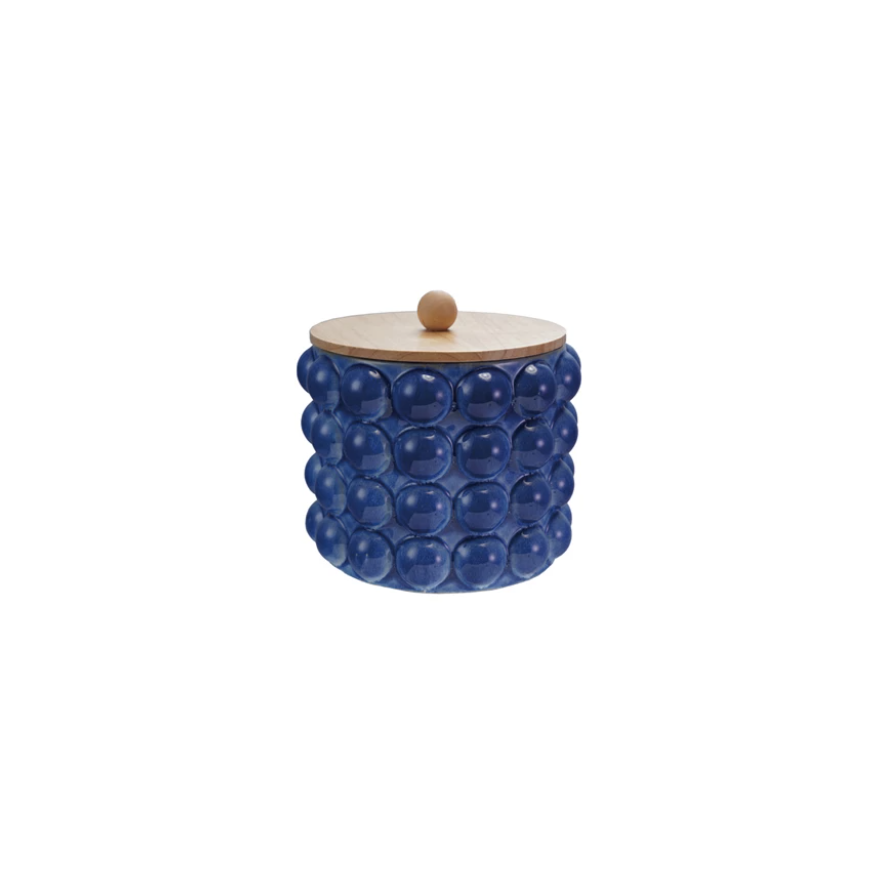 CCOI Stoneware Canister with Raised Dots & Wood Lid  - The Attic Boutique