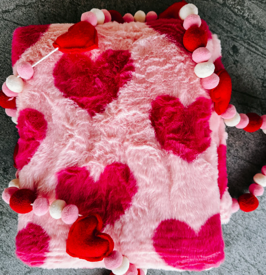 Prickley Pear TX Cozy Heart Blanket  - The Attic Boutique