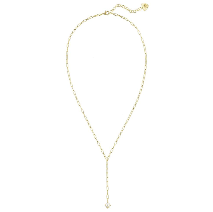 Natalie Wood Design Shine Bright Pearl Lariat Necklace in Gold  - The Attic Boutique