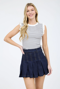 Blu Pepper Ivory Stripe Top  - The Attic Boutique