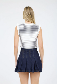 Blu Pepper Ivory Stripe Top  - The Attic Boutique